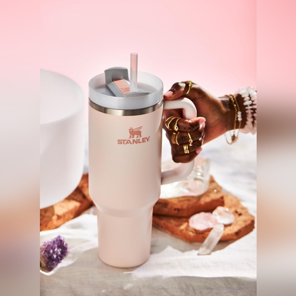 Rose Quartz 40 Oz. Stanley Quencher with Straw and Boot